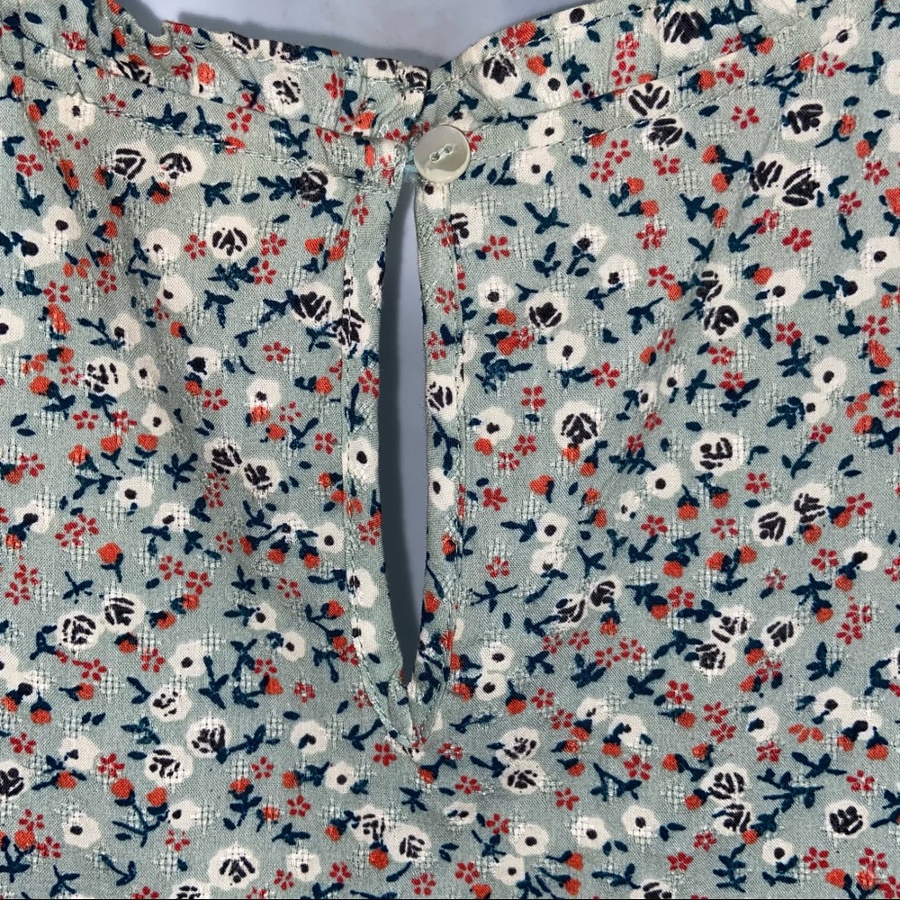 Universal Thread Green Floral Flounce Ruffle Tunic Top XL Sleeveless High Neck - Picture 10 of 12